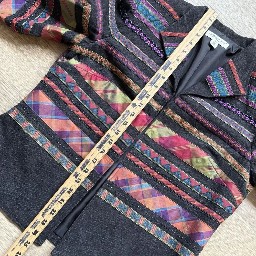 Coldwater Creek Jacket  Women P10 Aztec Embroidered Beaded Blazer Topper Vtg - Picture 4 of 12